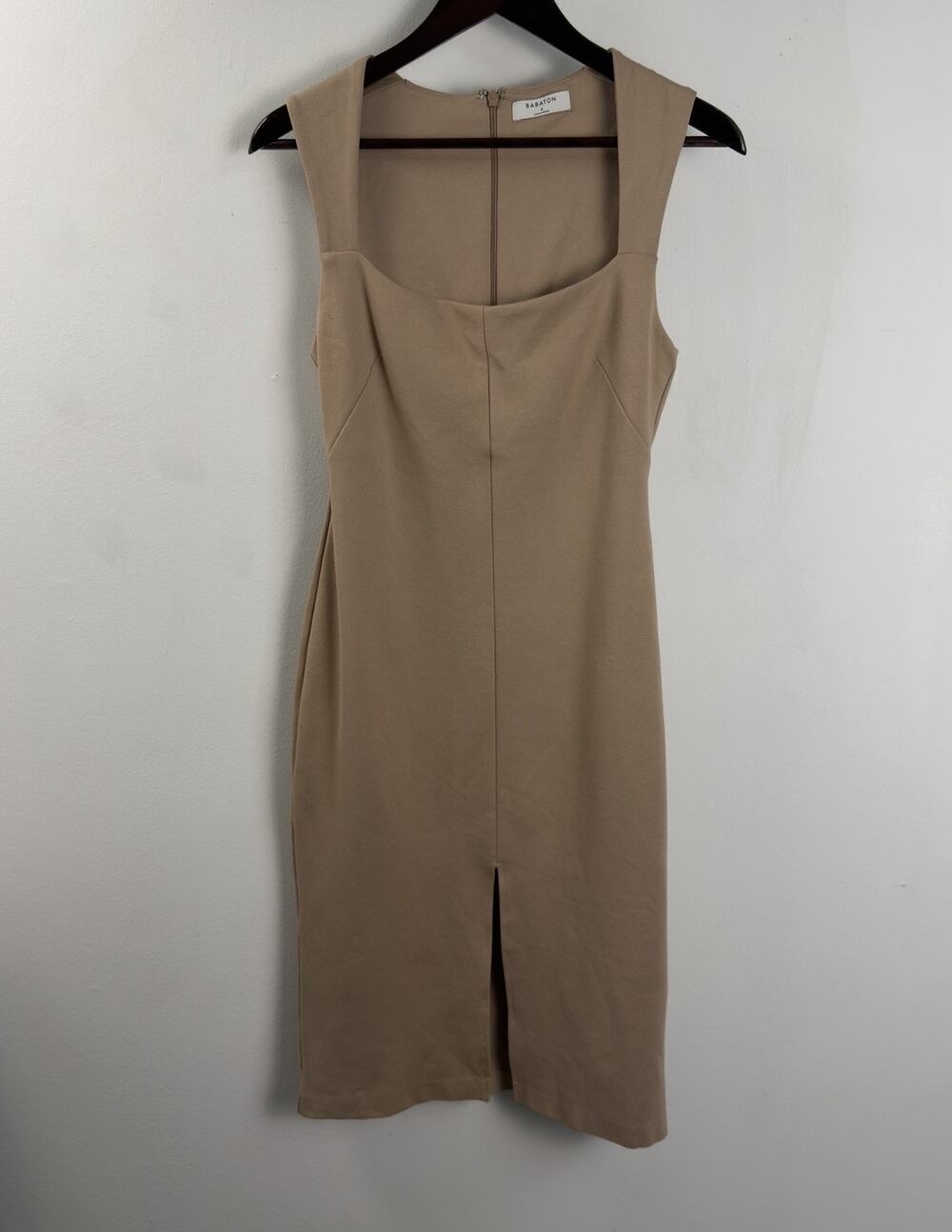 Babaton Beige Square-Neck Sheath Dress